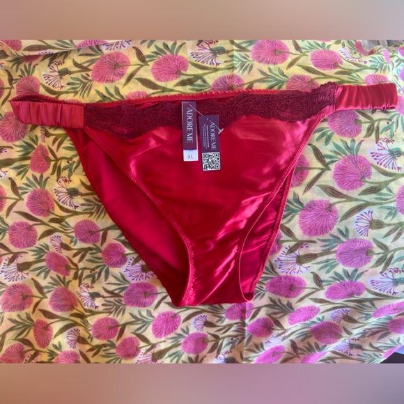 💋 GORGEOUS NWT Adore Me red with lace details and wrap bow lingerie set XL - Picture 7 of 9